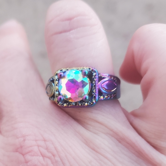 New Aurora Borealis Rainbow Hematite Ring. - Picture 5 of 13
